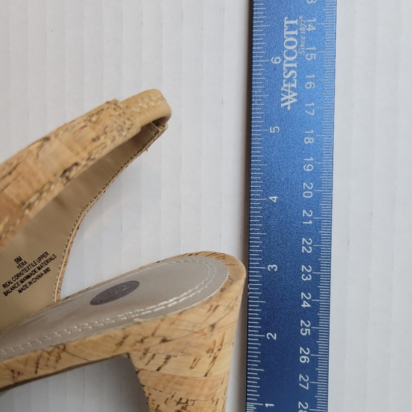 Yera Cork Peep Toe Sling Back Strappy Heeled Sandals - Size 9M - Picture 6 of 6